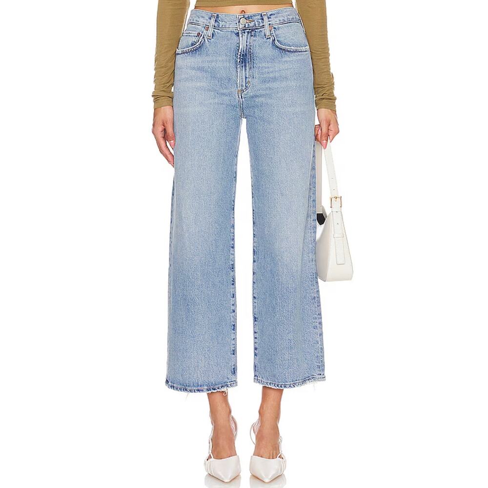 AGOLDE Harper Crop Straight Jeans Hassle Size 29 Light Wash Raw Hem NWT